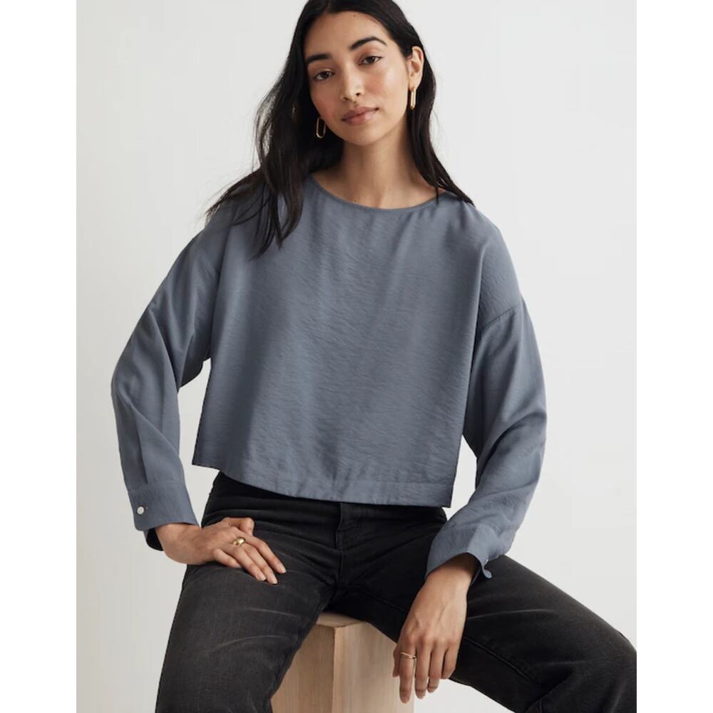 New Madewell Relaxed Tulip-Back Top in Sunfaded Indigo Women's Size M